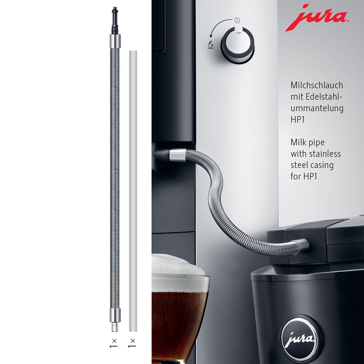 Jura HP1 Milk Pipe with Stainless Steel Casing