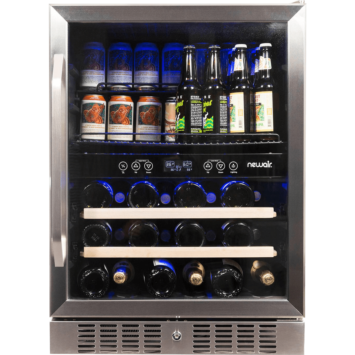 36 Beer and Wine Cooler Combination with Low-E Glass Door