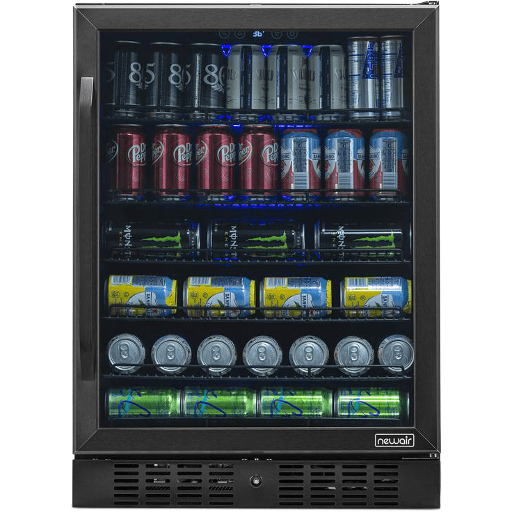 Newair 177 Can Deluxe Beverage Cooler - Black Stainless Steel